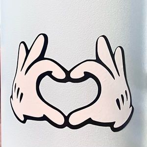 Disney Mickey Mouse glove heart hands vinyl decal in black and white